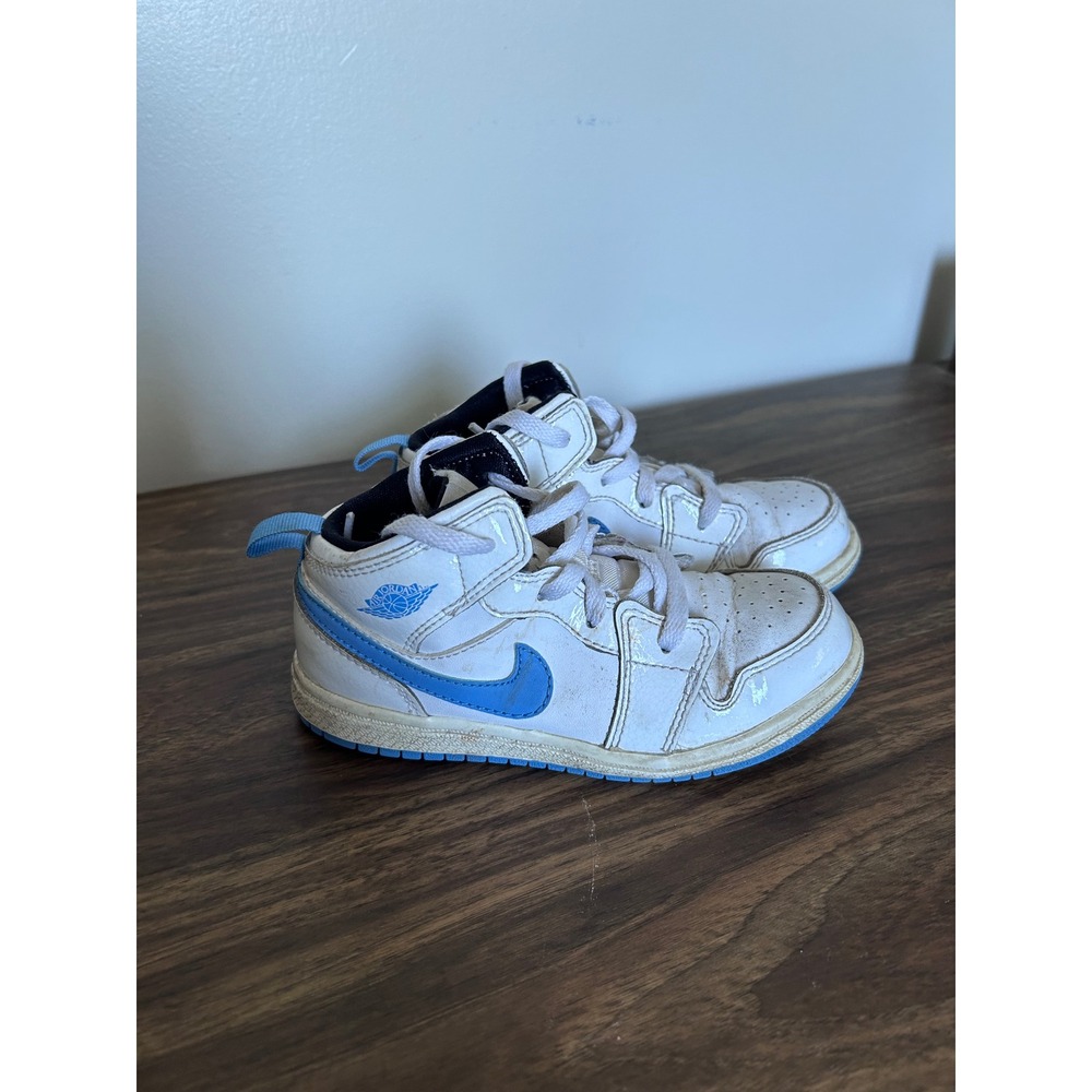 Jordan‎ 1 Mid White University Blue Toddler Sneakers 640735-115 Size 9.5C